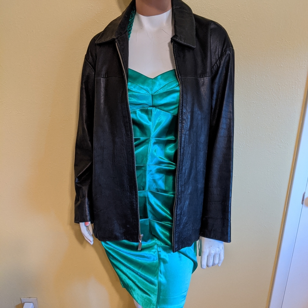 Size M, Women's Mossimo Black Leather Jacket.
